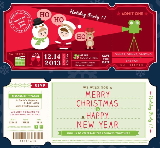 Christmas Party Ticket Card Template