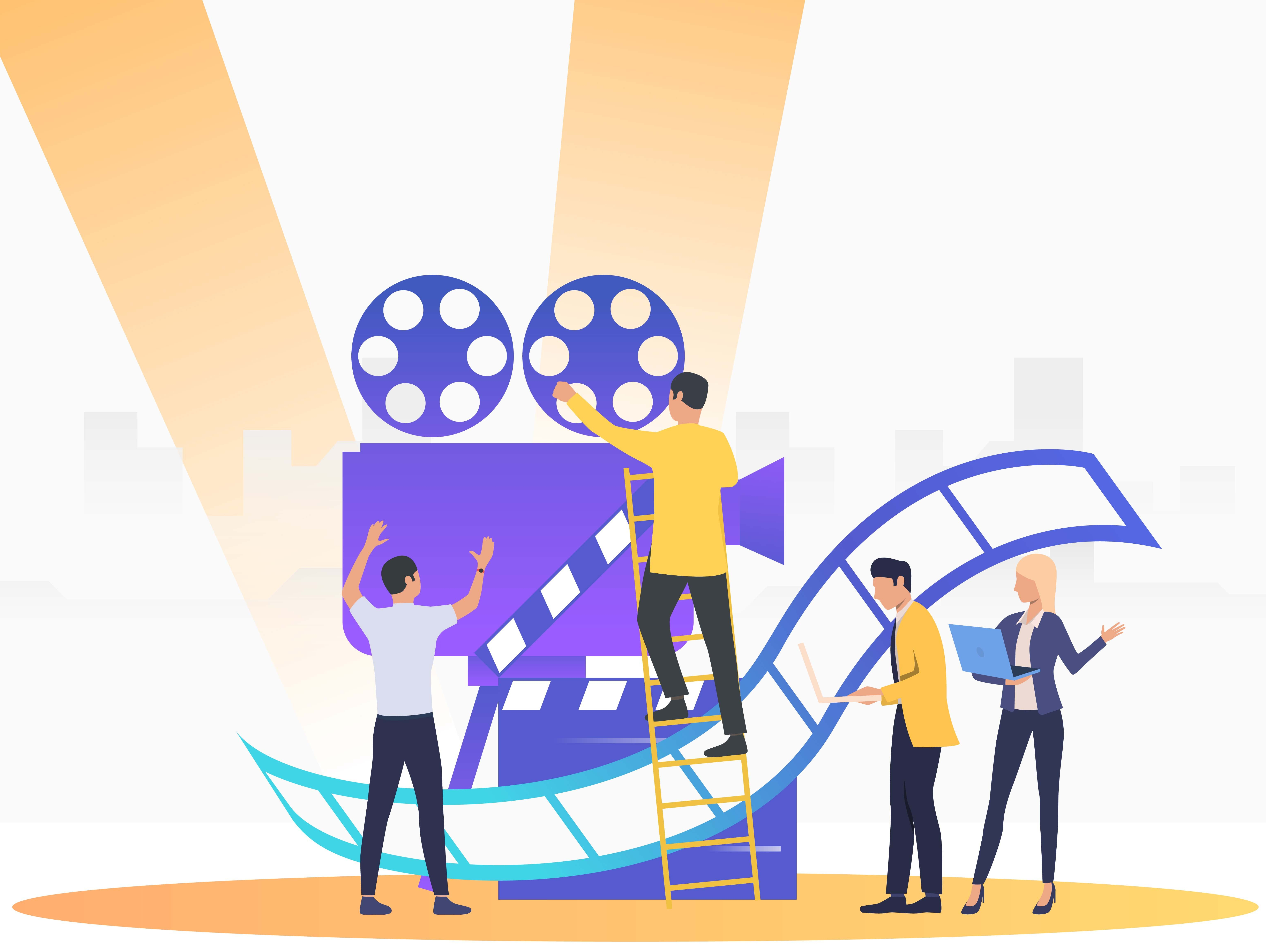 People creating film