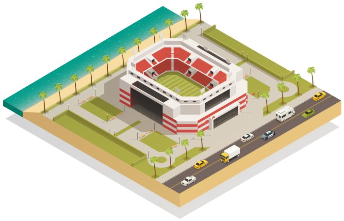 Football Sport Stadium Isometric Composition